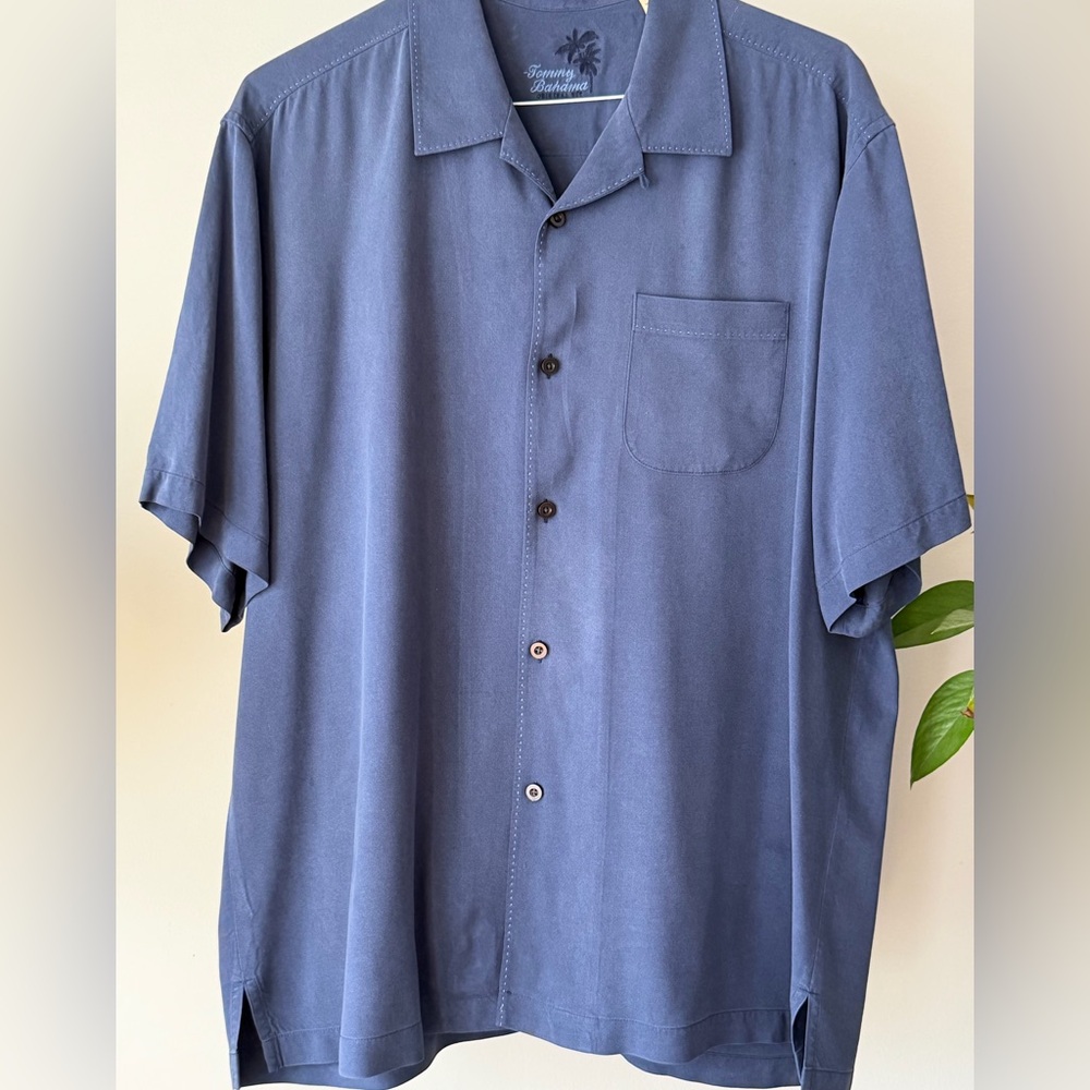 Tommy Bahama Men's Silk Camp Short-Sleeve Button-Up Shirt | Blue XL